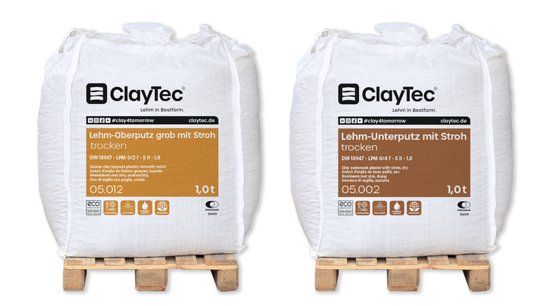 Trockene Lehmputze mit Stroh für Innenräume.